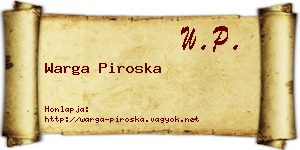 Warga Piroska névjegykártya